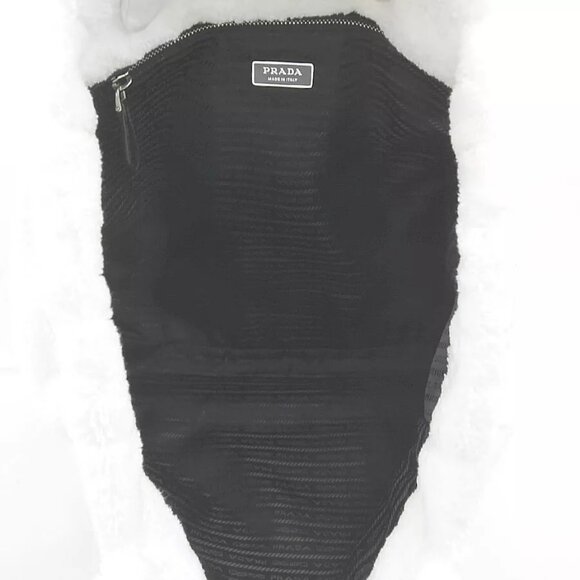 Auth PRADA TERRY Handbag Tote Bag White Pile/Silvertone - Picture 12 of 14